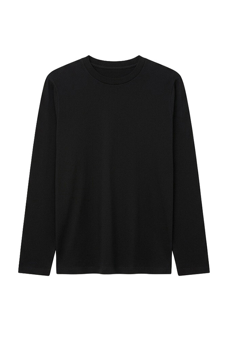 Men Solid Cotton Long Sleeve Tee