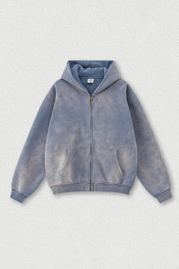 Distressed Fleece-Lined Hooded Sweatshirt