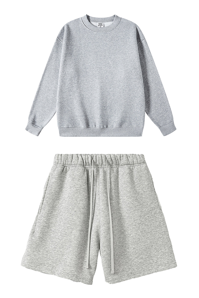 Men's Athletic Set:Round-neck Pullover And Shorts