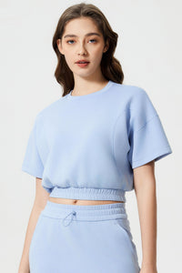 Air layer short sleeve cropped navel-baring sports top