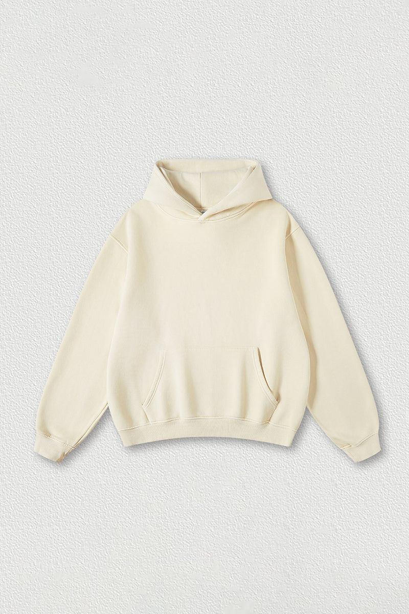 Heavyweight fleece hooded washed sweatshirt