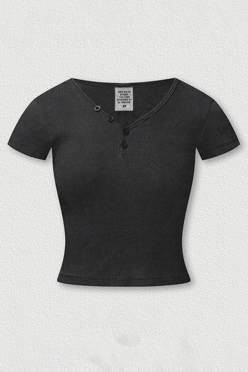 Women's Button Front V-Neck T-Shirt