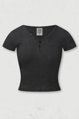 Women's Button Front V-Neck T-Shirt