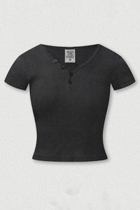 Women's Button Front V-Neck T-Shirt