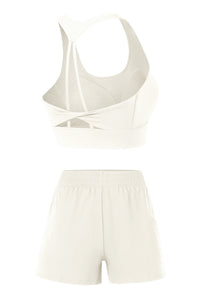 Women's Athletic Sets:U-neck Bra&Shorts With Built-In Liner