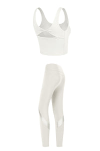 Women's Yoga Sets:Butterfly Back Bra And Mesh Panel Leggings