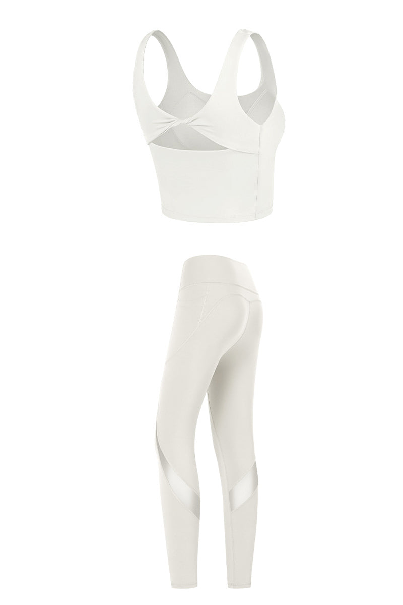 Women's Yoga Sets:Butterfly Back Bra And Mesh Panel Leggings
