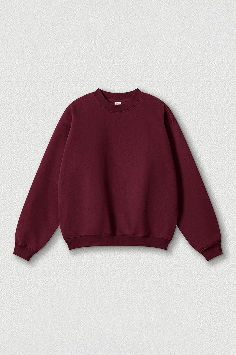 Loose fleece-lined thick round-neck sweatshirt