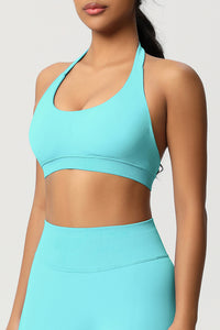 Women Halter Neck Seamless Yoga Sports Bra - Breathable Support Top