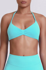 Women Halter Neck Seamless Sports Bra - Breathable Backless Yoga Top