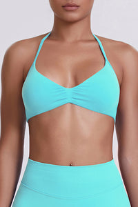 Women Halter Neck Seamless Sports Bra - Breathable Backless Yoga Top