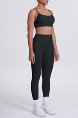 Women High-Waisted Pocket Yoga Set: Seamless Sports Bra + Sculpting Leggings