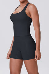 Women Naked-Feel Yoga Set: High-Waisted Sculpting Shorts + Cross-Back Sports Bra