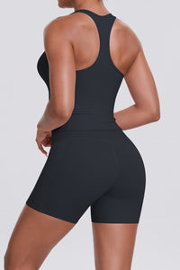 Women Naked-Feel Yoga Set: High-Waisted Sculpting Shorts + Cross-Back Sports Bra