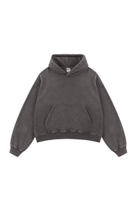 Unisex Boxy Fleece Hoodie: Distressed Vintage Short Wide Fit