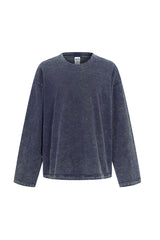 Men/Women Loose Fit Washed Cotton Contrast Stitch Long Sleeve Tee