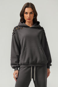 Men/Women Vintage Snow Wash Ripped Loose Hoodie