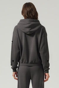 Men/Women Vintage Snow Wash Ripped Loose Hoodie