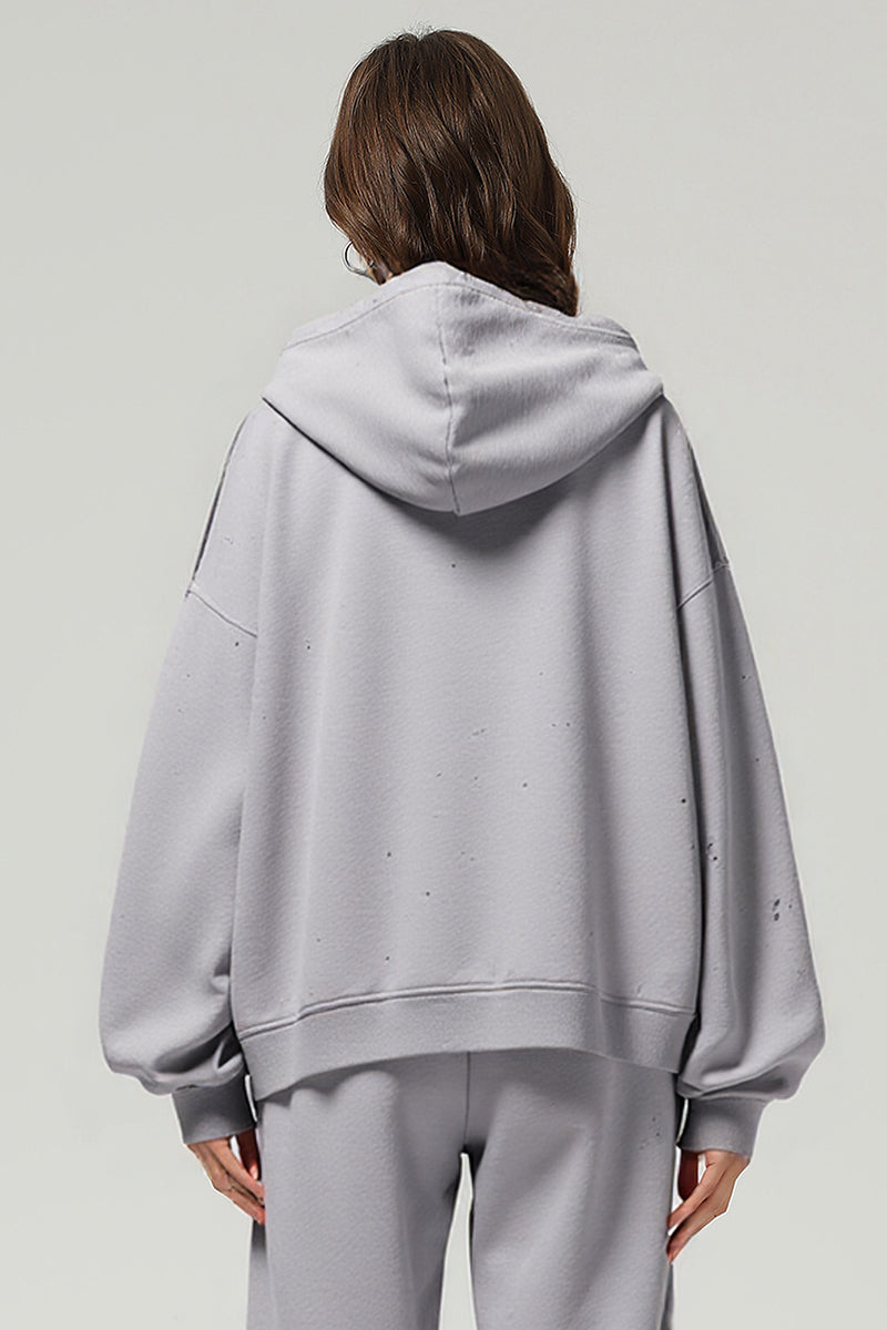 Men/Women Loose Hoodie - Vintage Spray Paint Graffiti YKK Zip