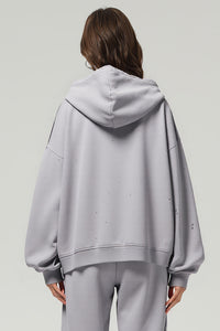 Men/Women Loose Hoodie - Vintage Spray Paint Graffiti YKK Zip