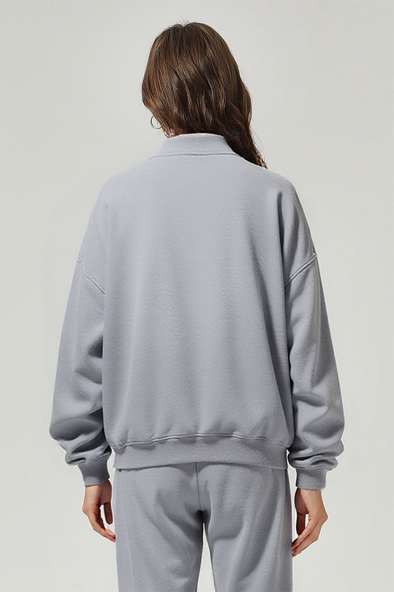 Men/Women Vintage Washed Zip-up Sweatshirt - Pure Cotton Terry Stand-up Collar