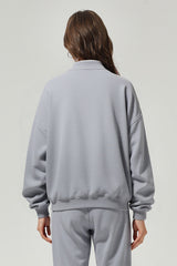 Men/Women Vintage Washed Zip-up Sweatshirt - Pure Cotton Terry Stand-up Collar