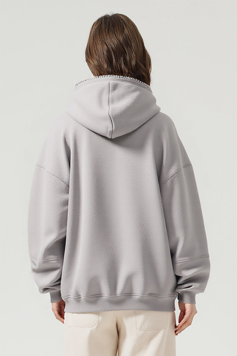 Men/Women High-Street Fleece-Lined Double-Zip Lock-Stitch Hoodie