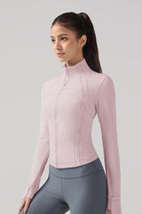 Women Ribbed Zip-Up High-Stretch Quick-Dry Fitness Jacket