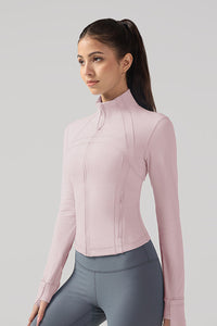 Women Ribbed Zip-Up High-Stretch Quick-Dry Fitness Jacket