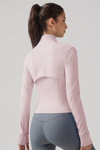 Women Ribbed Zip-Up High-Stretch Quick-Dry Fitness Jacket