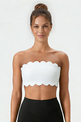 Women's Sport Non-Slip Scalloped Edge Strapless Bandeau Bra