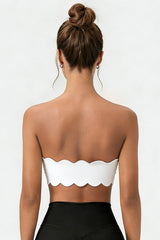 Women's Sport Non-Slip Scalloped Edge Strapless Bandeau Bra