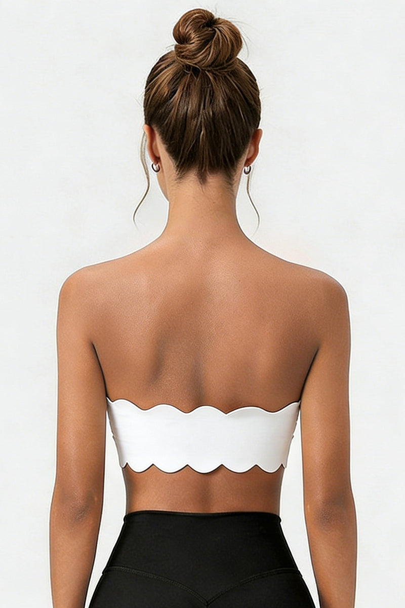 Women's Sport Non-Slip Scalloped Edge Strapless Bandeau Bra