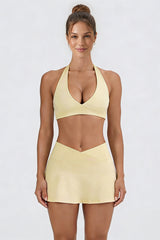 Women's Tennis Set:Halterneck Tank Top And Cross-Waist Skirt