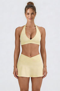 Women's Tennis Set:Halterneck Tank Top And Cross-Waist Skirt