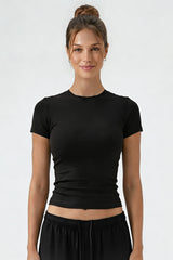 Women's Summer Slim-Fit Regular Shoulder Solid Sport T-shirt