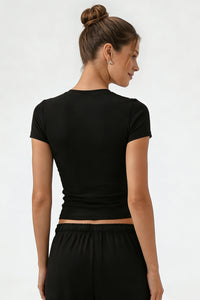 Women's Summer Slim-Fit Regular Shoulder Solid Sport T-shirt