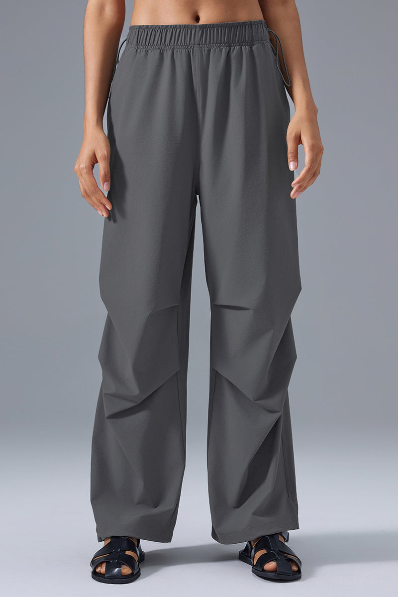 Women Loose Straight Leg Casual Drawstring Jogger Workout Parachute Pants