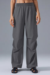 Women Loose Straight Leg Casual Drawstring Jogger Workout Parachute Pants
