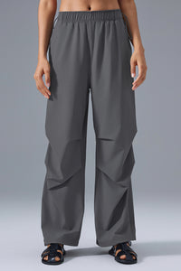 Women Loose Straight Leg Casual Drawstring Jogger Workout Parachute Pants