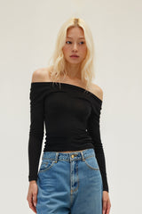 Women Tencel? Wool Boat Neck Slim Fit Long Sleeve T-Shirt