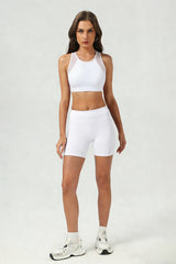 Women's Mesh-Paneled Set:Bra And Shorts