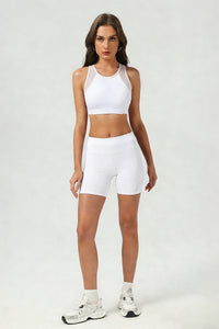 Women's Mesh-Paneled Set:Bra And Shorts