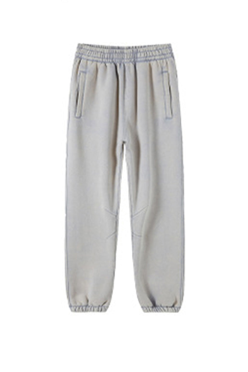 Men/Women Retro Wax-Dye Fleece-Lined Jogger Pants