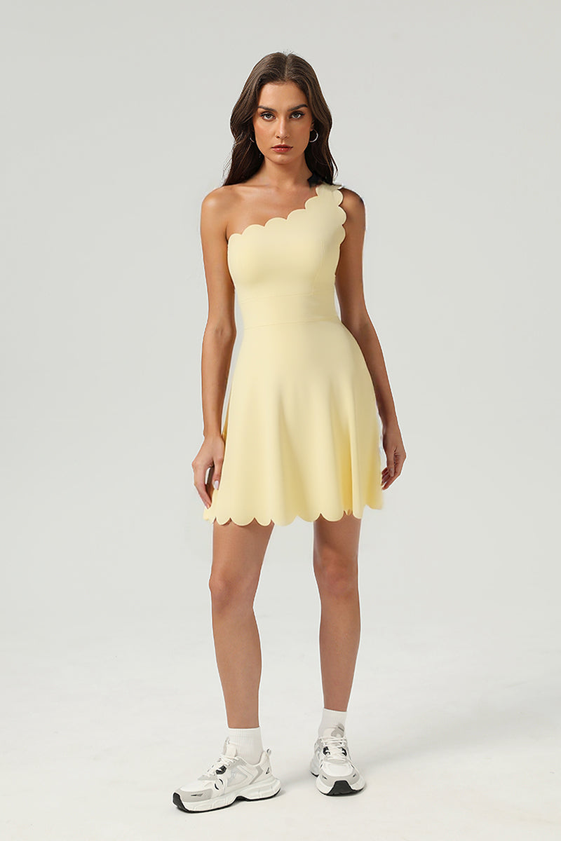 Women's Athletic Petal Asymmetrical One-shoulder Tenni Dress