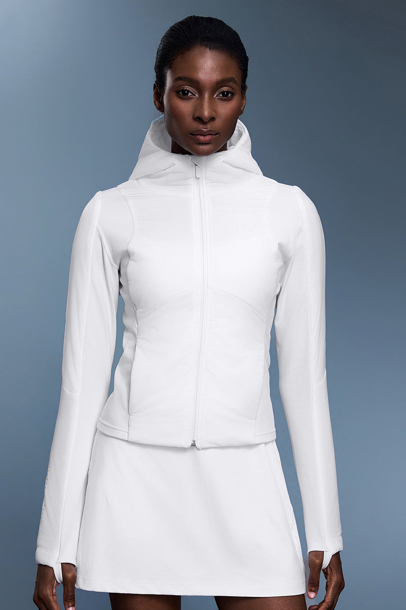 Women Slim-Fit Fleece-Lined Lightweight Hooded Jacket