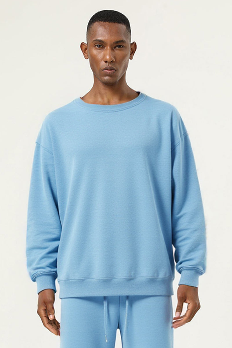 Men's Athletic Pure Color Round neck  Fleece Pullover