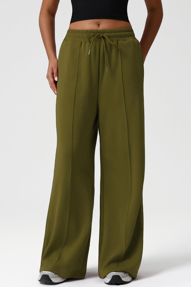 Women High-Waist Drawstring Wide-Leg Yoga Lounge Pants