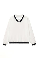 Unisex V-Neck Contrast Trim Cotton Sweatshirt