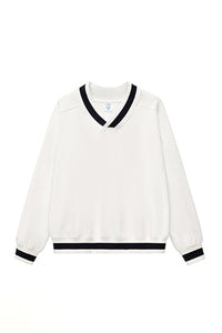 Unisex V-Neck Contrast Trim Cotton Sweatshirt